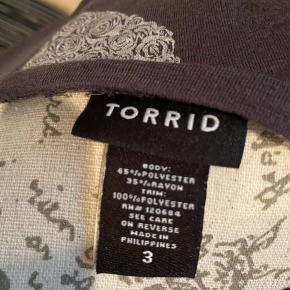 Torrid Rose Hearts Chiffon Inset Tee (size 3) - Picture 6 of 7